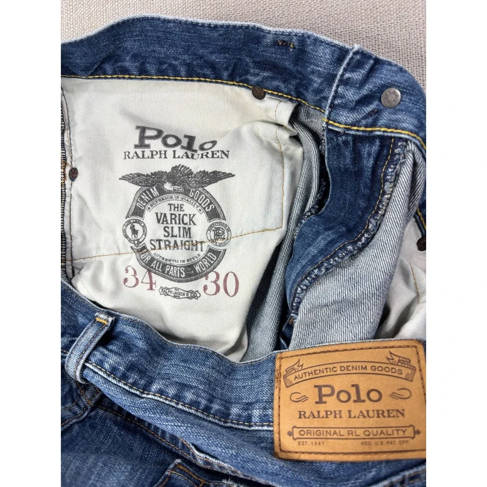 Polo Ralph Lauren Men's Varick Slim Straight Denim Blue Jeans Size 34/30